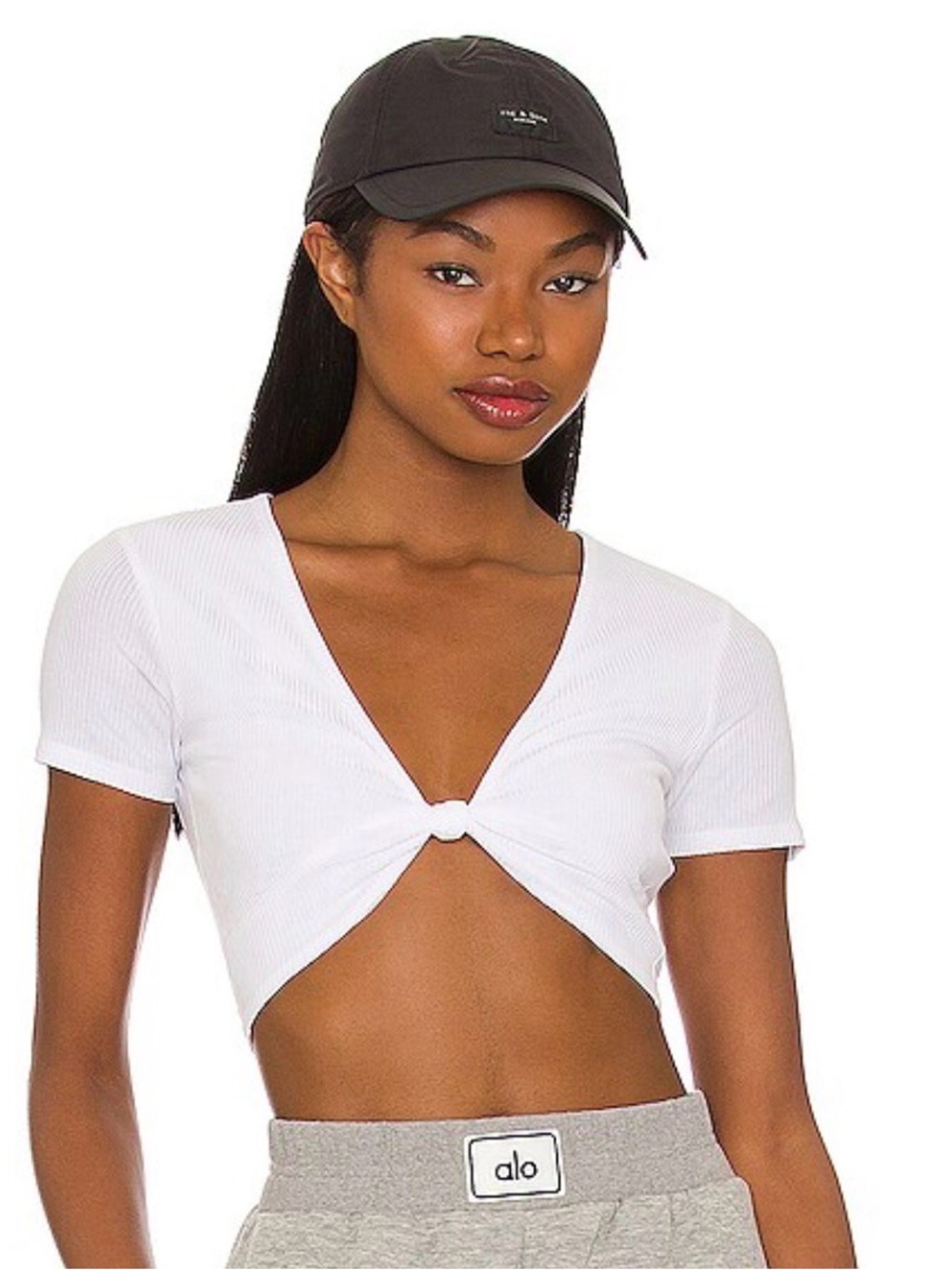 ALO Yoga Ribbed Knotty Short Sleeve - size Medium